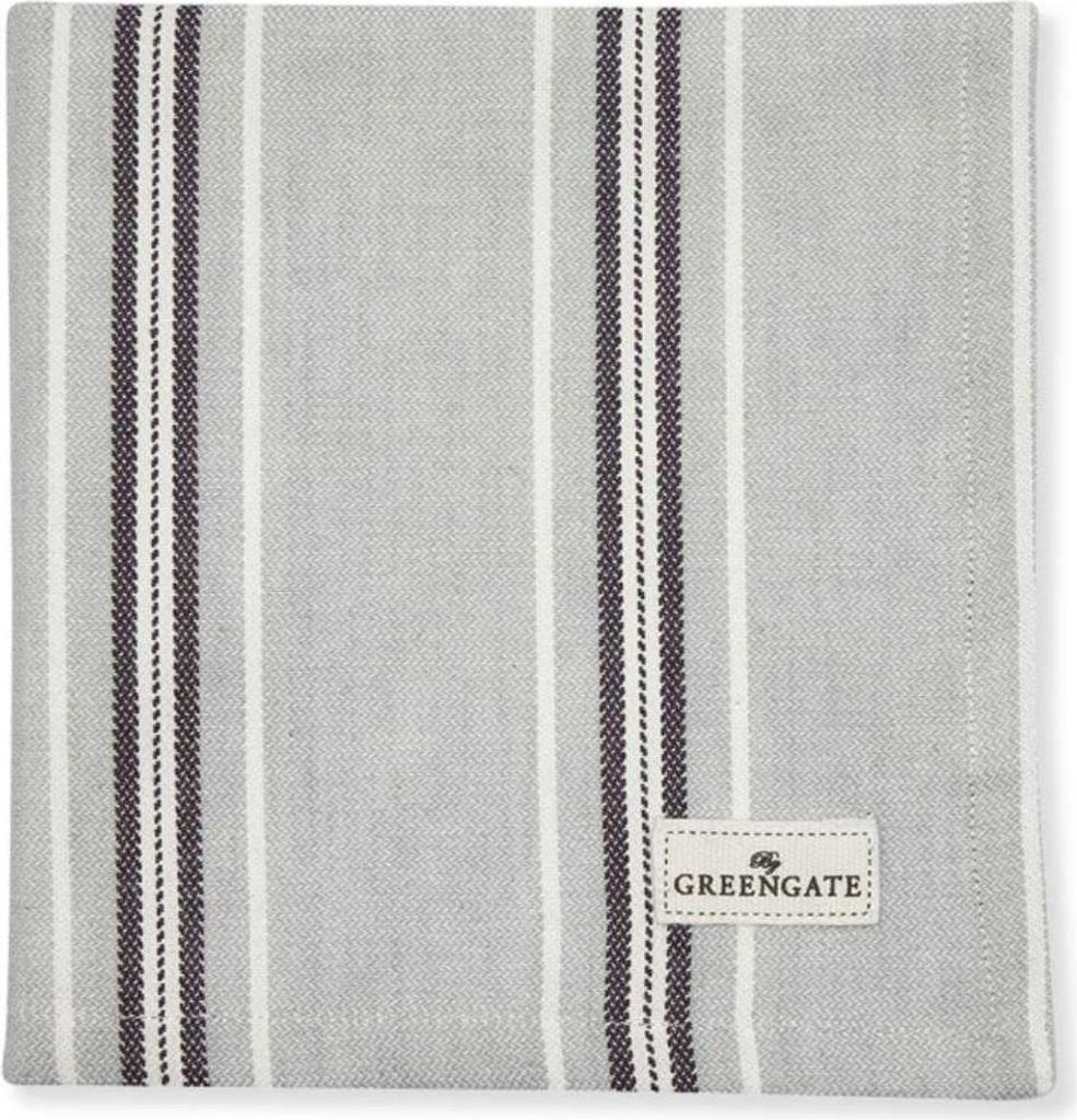 Greengate Stoffserviette NELL Grau mit Streifen