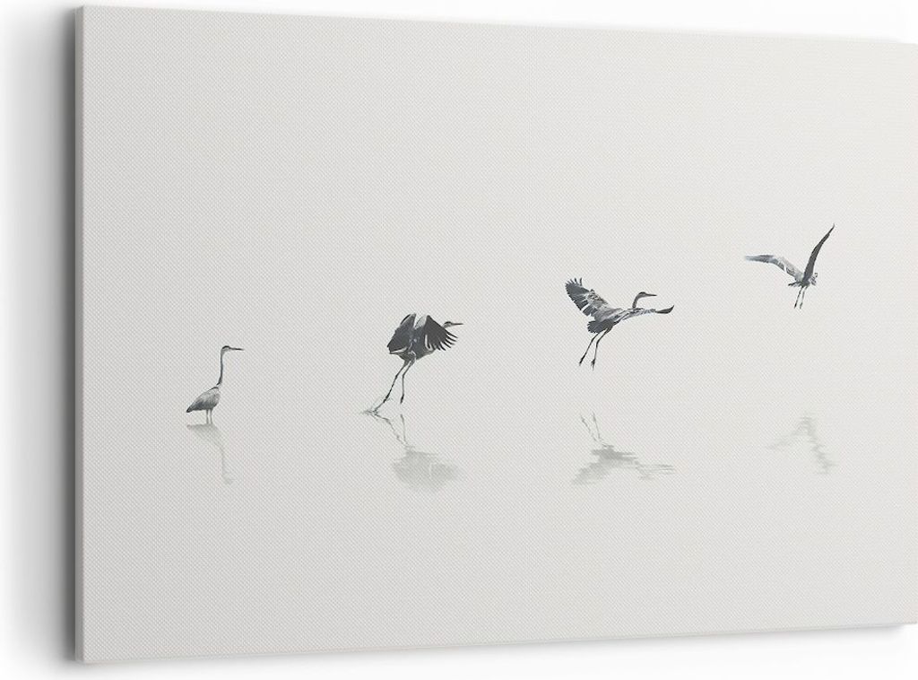 Bild auf Leinwand - Leinwandbild - Einteilig - Flug Vogel Reiher - 120x80cm - Wand Bild - Wanddeko - Wandbilder - Leinwanddruck - Bilder - Wanddeko...