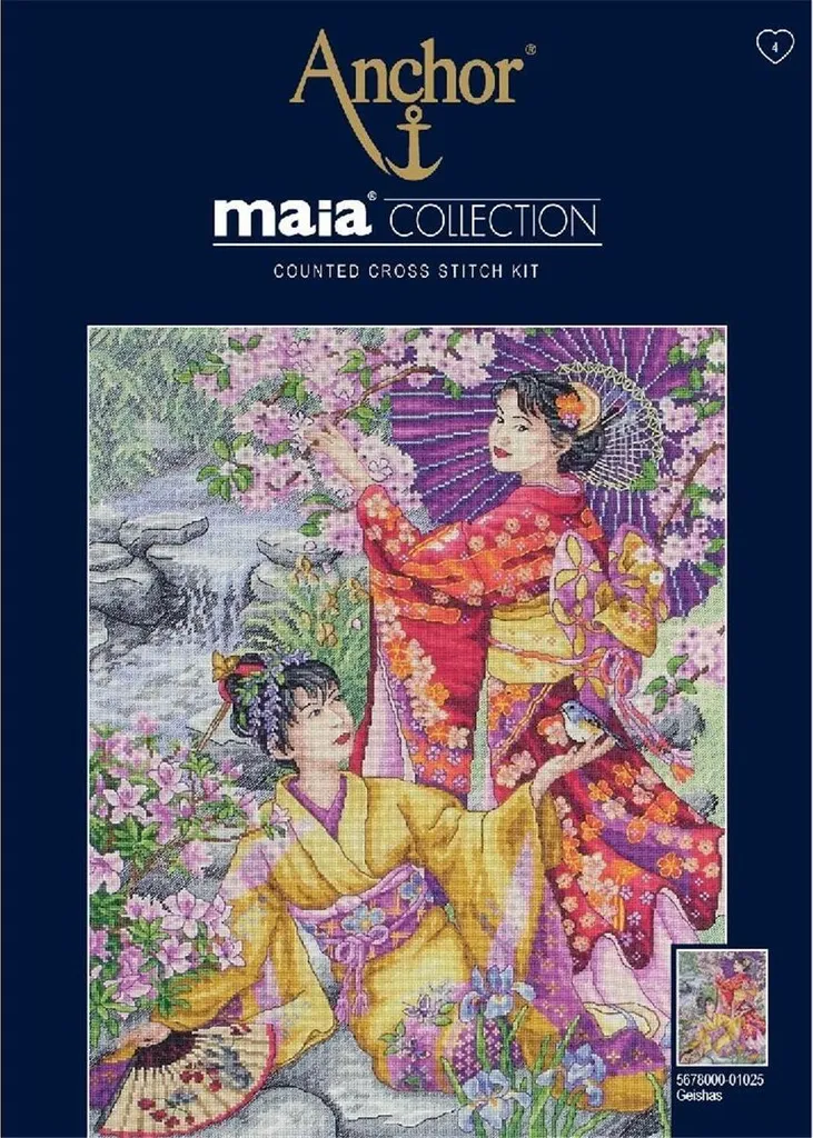 Kit Point de Croix Geishas Anchor Maia : Diagramme Clair et Fils Triés