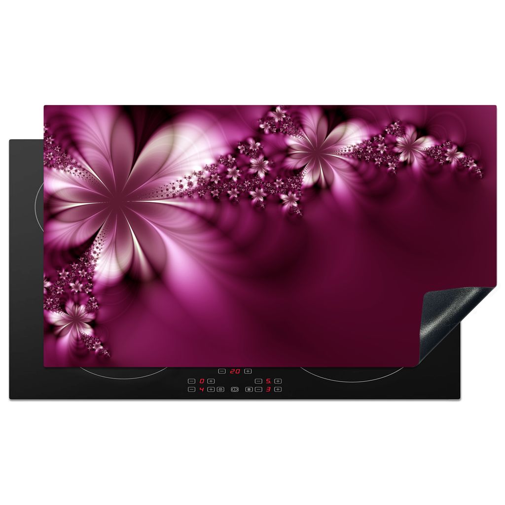 KitchenYeah Herdabdeckplatte Rosa - Blumen - Abstrakt , 90x52cm, Küche Deko, Glaskeramikfeld Herdabdeckung, Abdeckplatte fùr Kochfeld