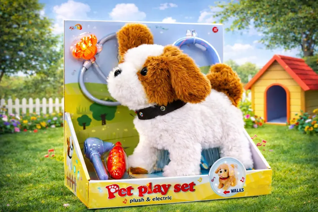 Chien qui marche et aboie en laisse - Le cadeau sans contrainte 25cm