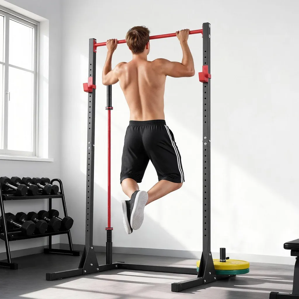 Support de Squat avec Barre de Traction Station de Musculation Maison - 8