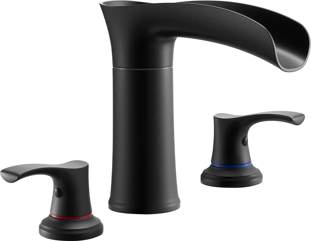SucceBuy Robinet de Baignoire Romain Noir à 3 Trous et 2 Poignées