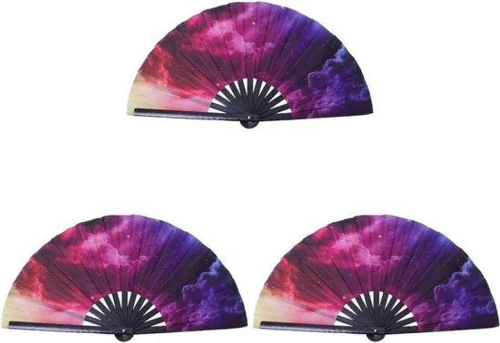 Accessoires de danse : lot de 3 éventails pliants soie pour festival
