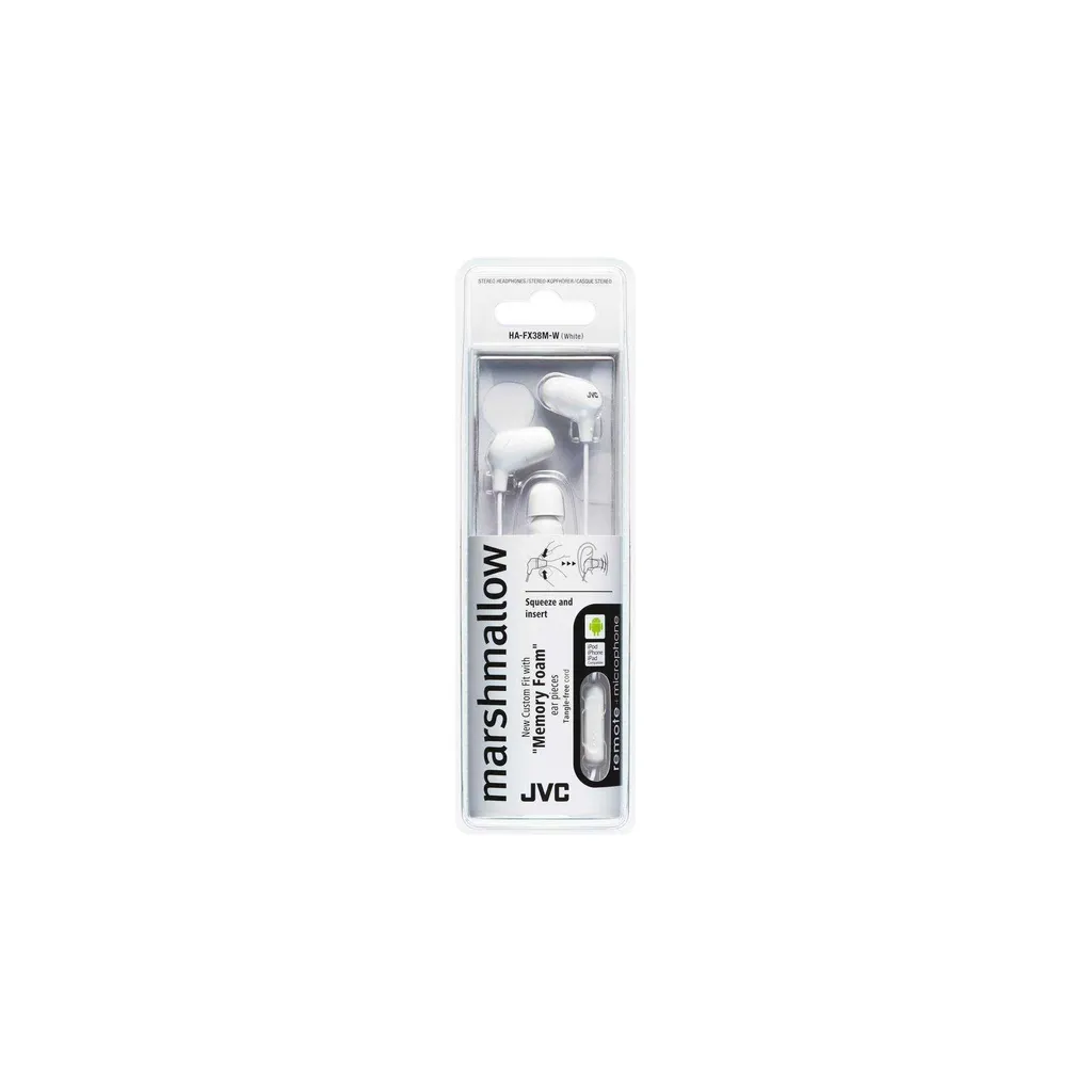 JVC HA-FX38M-E Écouteurs Confort Mousse à Mémoire de Forme avec Micro Blanc