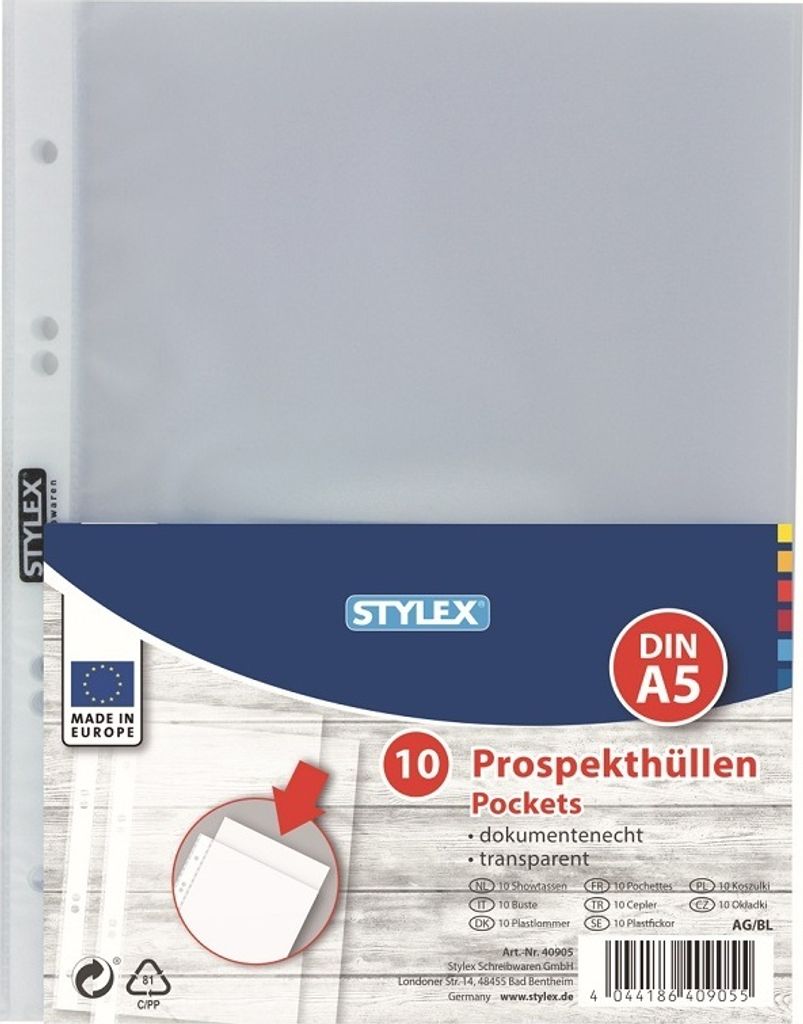 Stylex Prospekthüllen - DIN A5 - 10 Stück