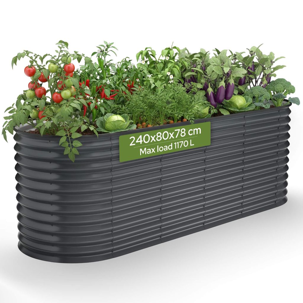 AREBOS Kovový vyvýšený záhon 240x80x78 cm Zahradní záhon Obrázek produktu 