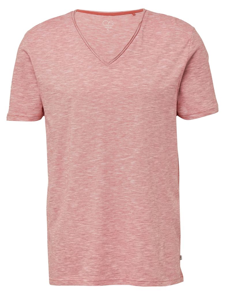 s.Oliver T-Shirt V-Ausschnitt Rollkante Regular Fit Melange