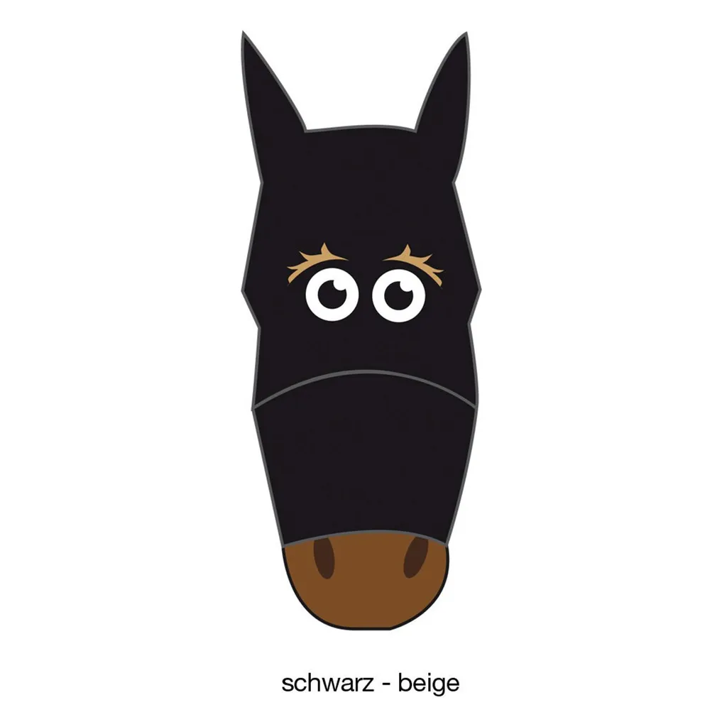 Masque de protection cheval contre insectes PFIFF motifs noir et beige