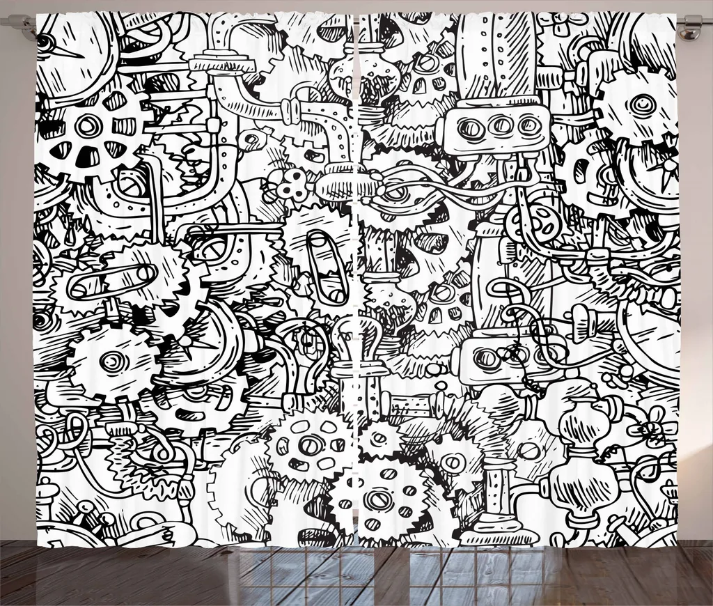 Tenda Steampunk ABAKUHAUS 280x245 cm - Arredo Industriale Bianco e Nero