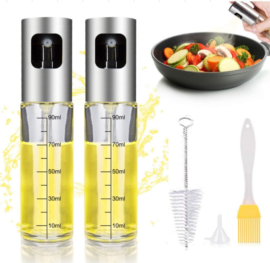Guiseapue Ölsprüher Flasche 100ML, Öl Sprühflasche, Essig Spritzer Ölspender, Transparent Öl Sprayer mit Bürste für Kochen, Heißluftfritte...