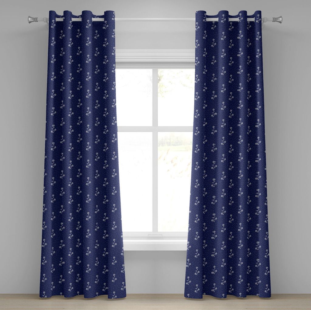 ABAKUHAUS Navy blau Ösenvorhang, Blumenmuster-nette kleine Punkte und Blumen-Landleben-inspirierte Kunst, Dekorative 2-Panel-Fenstervorhänge, 280...