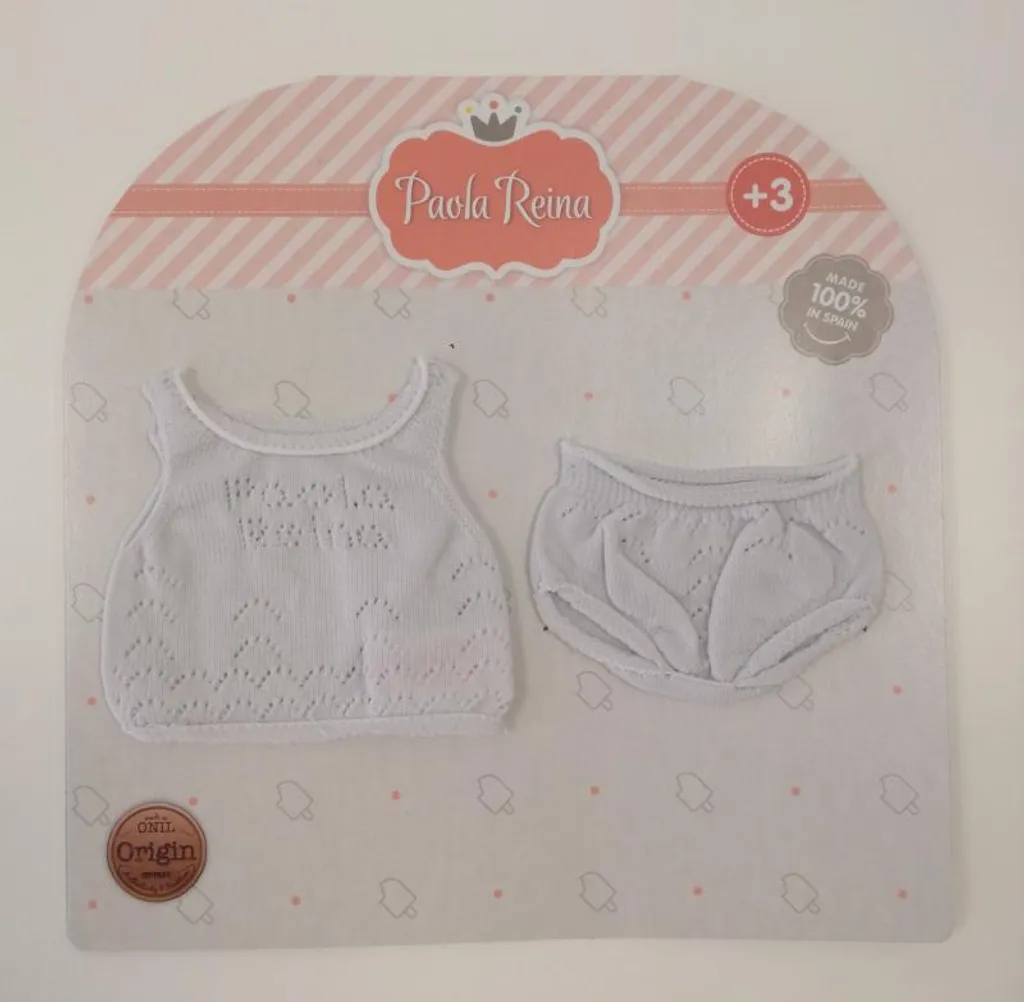 Paola Reina sous-vêtements de poupée gris - Set en coton pour poupon 34cm