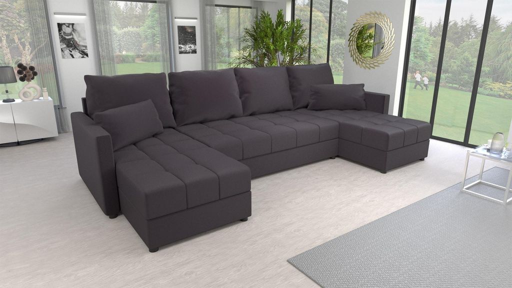 Couchgarnitur Ecksofa Sofa Bella U – Wohnlandschaft mit Produktbild 