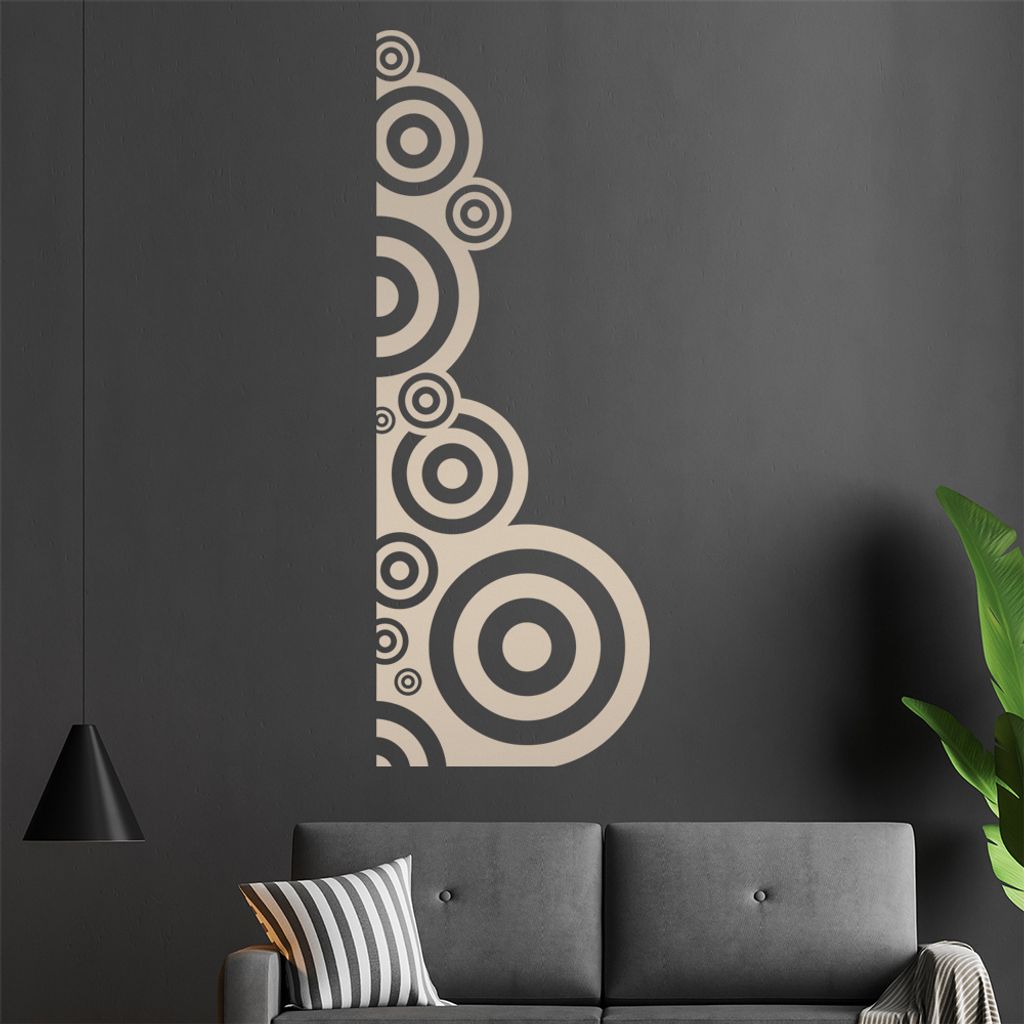 Retro Kreise Wandtattoo in 6 Größen - Wandaufkleber Wall Sticker - Dekoration, Küche, Wohnzimmer, Schlafzimmer, Badezimmer