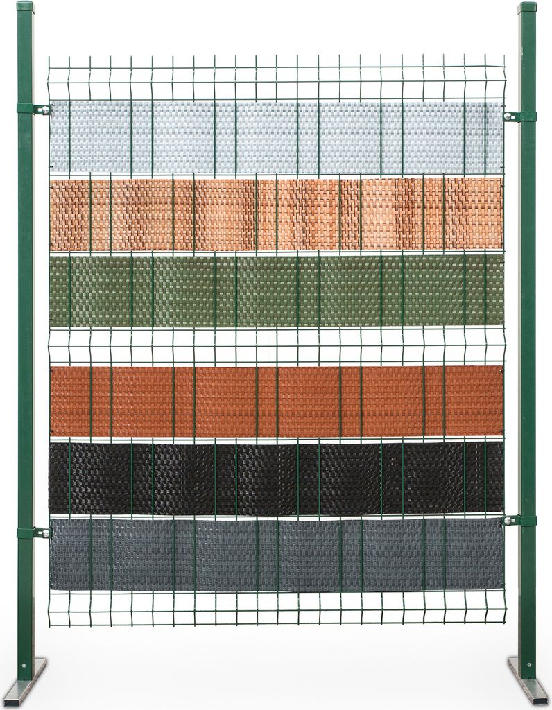 ECI Poly-Rattan Sichtschutzstreifen für Doppelstabzaun 19 | 255cm Braun RD01 1 Rolle