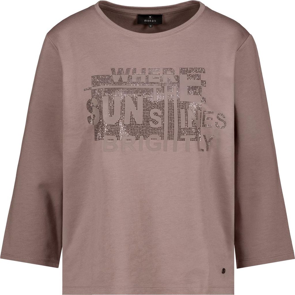 Monari Damen T-Shirt aus Baumwolle und Modal, Taupe, Größe Produktbild 