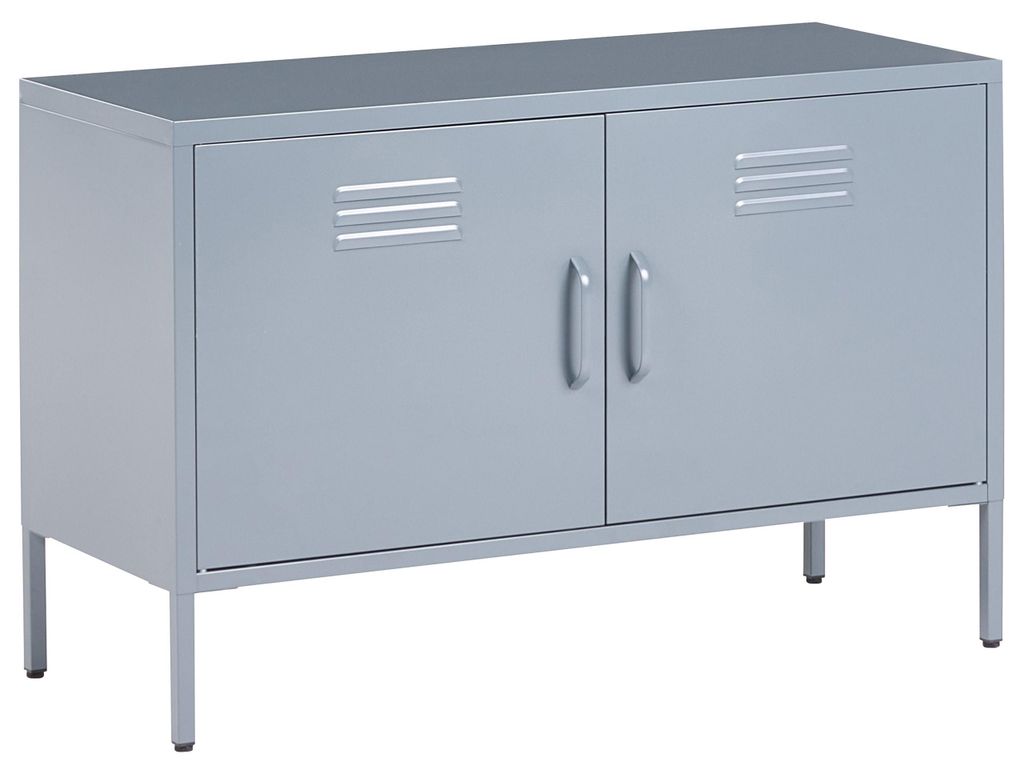BELIANI Metallschrank Grau Stahl 100 x 40 x 65 cm Sideboard Produktbild 