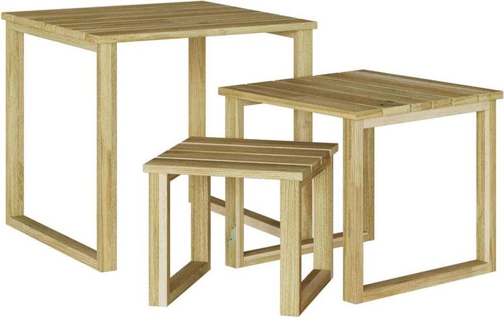 Tisch 3 pcs Natur Imprägniertes Kiefernholz