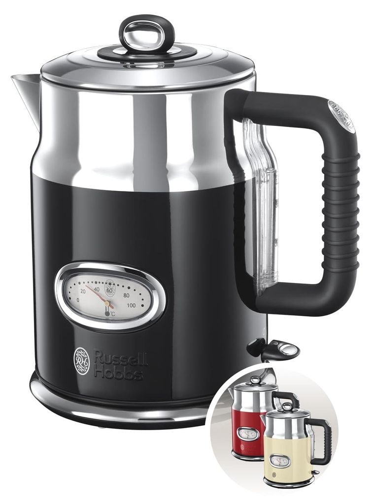 Russell Hobbs Wasserkocher [1,7l, 2400W] Retro Schwarz & Produktbild 