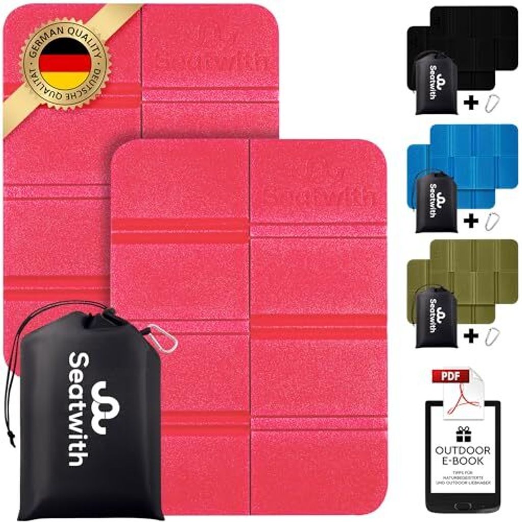 2er Set faltbare Iso-Thermo-Sitzkissen mit Tragetasche und Produktbild 