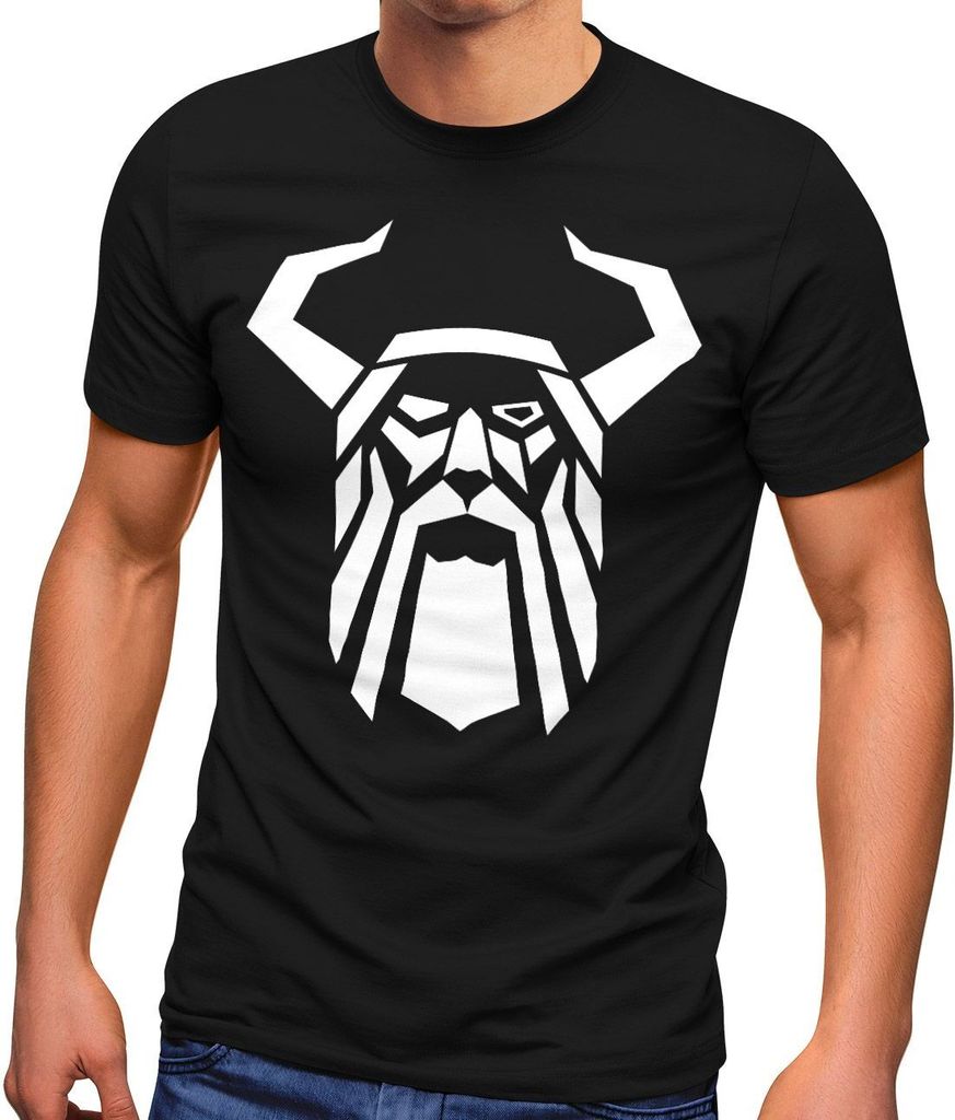 Herren T-Shirt Odin Helm Krieger Valhalla Fashion Streetstyle Neverless schwarz 3XL