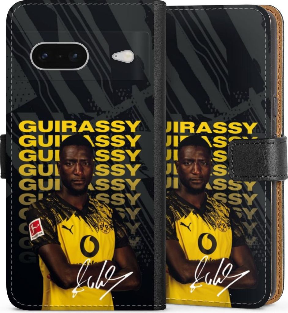 DeinDesign Klapphülle für Google Pixel 7 Handytasche Lederhülle Tasche BVB Borussia Dortmund Serhou Guirassy
