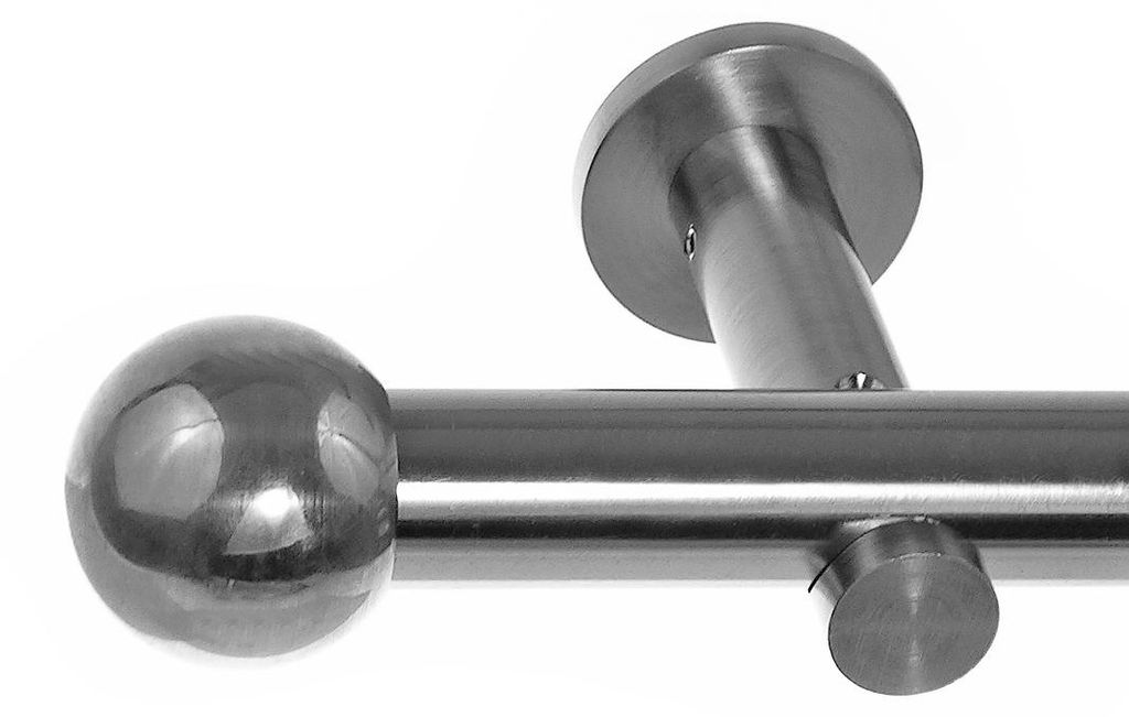Edelstahl Look Gardinenstange 20mm Wandträger 1-läufig Produktbild 