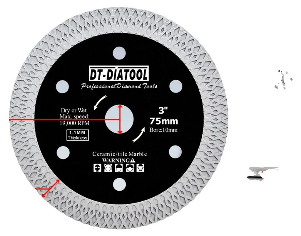 Disque diamant turbo 75 mm haute vitesse lot de 5 pour carreaux et faïence