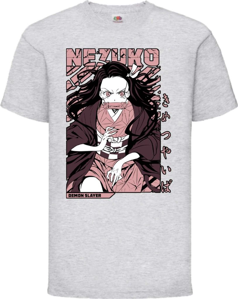 Kinder T-Shirt Demon Anime Slayer Nezuko Kamado 01 Demonic Form, 9-11 Jahr - 140 / Grau