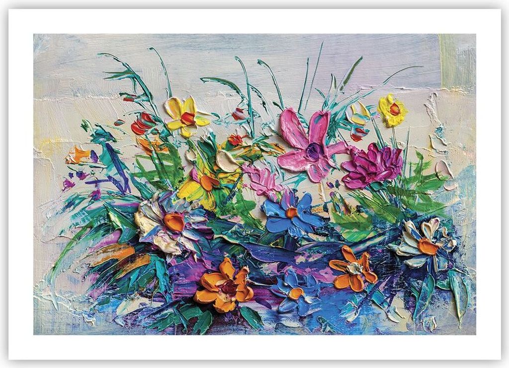 Poster - Poster ohne Rahmen - Blumen die Farben pastos - 70x50 cm - Wand Bild - Wanddeko - Wandbilder - Kunstposter - Wandposter - Bilder - Kunstdr...
