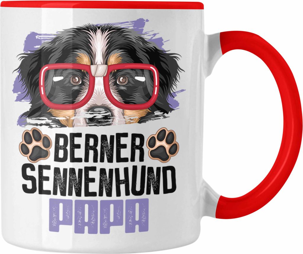 Trendation - Berner Sennen Papa Besitzer Tasse Geschenk Lustiger Spruch Geschenkidee Berner Sennen Liebhaber (Rot)