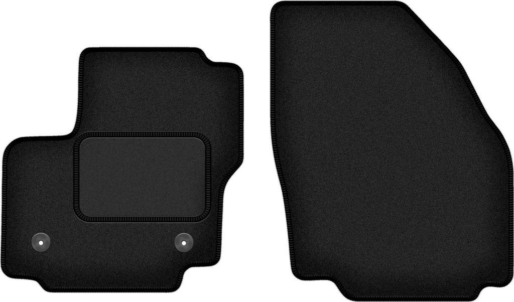 Velours-Fußmatten Vorne passend für Ford Galaxy MK2 (Minivan, Bj. 2012-2015) – schwarz, passgenau, mit Befestigungen set 2 Stk. - STANDARD