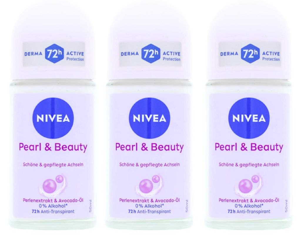 3 x NIVEA Pearl & Beauty Deo Roll On Antitranspirant je 50 ml Blumig