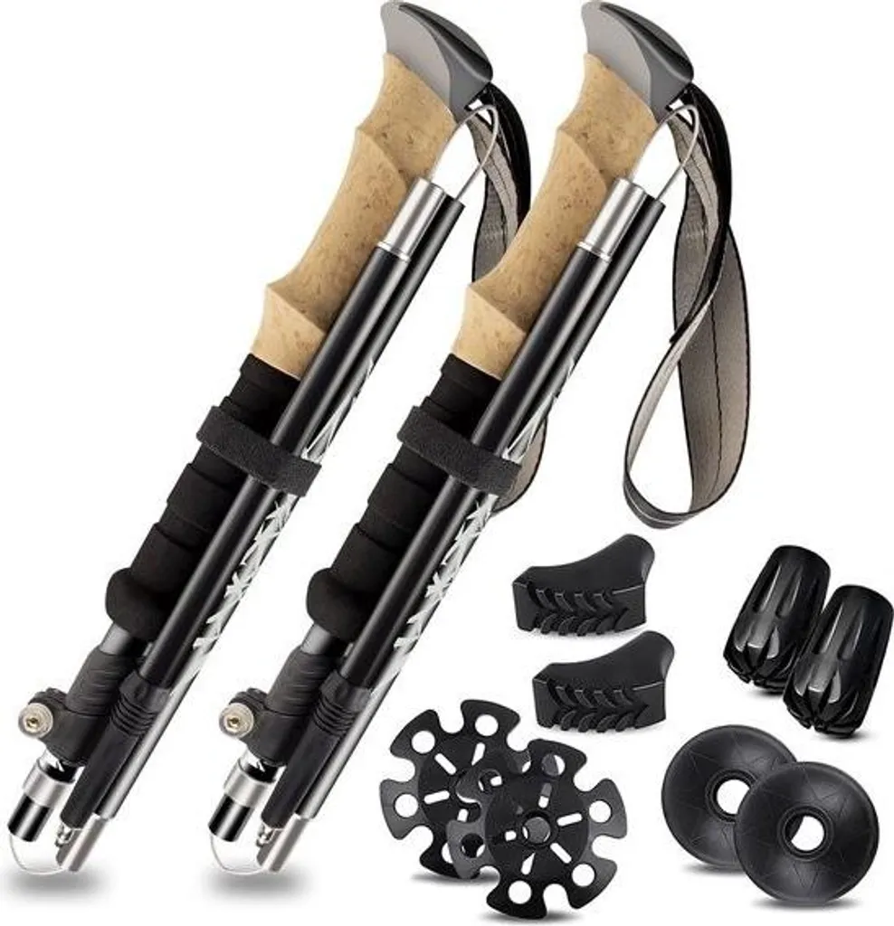 Bâtons de marche nordique télescopiques avec poignées ergonomiques pro