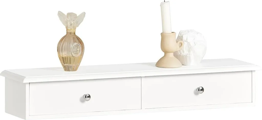Meuble de Rangement Suspendu Salle de Bain - Armoire à 2 Tiroirs Blanc