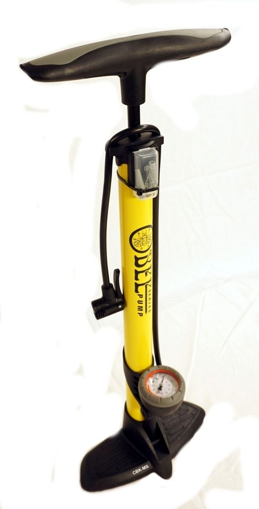 Fahrradpumpe BEE  mit Manometer Standpumpe GELB  für alle Produktbild 