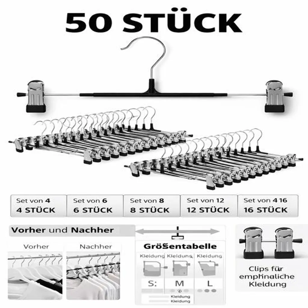 Cintres de rangement pour pantalons et jupes en métal RVS JustValue