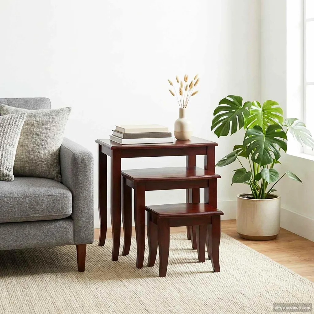 Tables d'appoint emboîtables 3 pcs marron pour optimiser les espaces