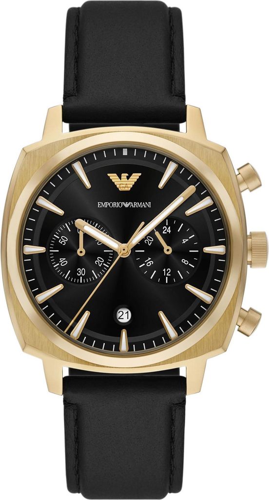 Emporio Armani AR11690 CARLO Chronograph Uhr Herrenuhr Lederarmband Chrono Datum schwarz