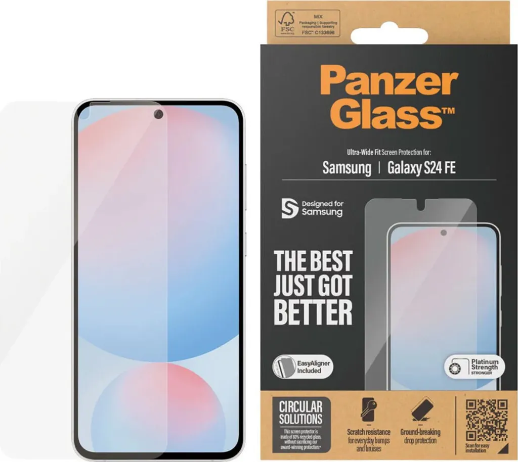 Pellicola PanzerGlass Samsung S24 FE Ultra-Wide Fit con EasyAligner