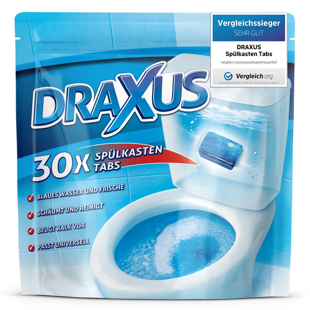 DRAXUS 30x Spülkasten Tabs I Wasserkastenwürfel für den Spülkasten im Vorratspack I WC Tabs färben das Wasser blau I Sorgen für Frische und S...