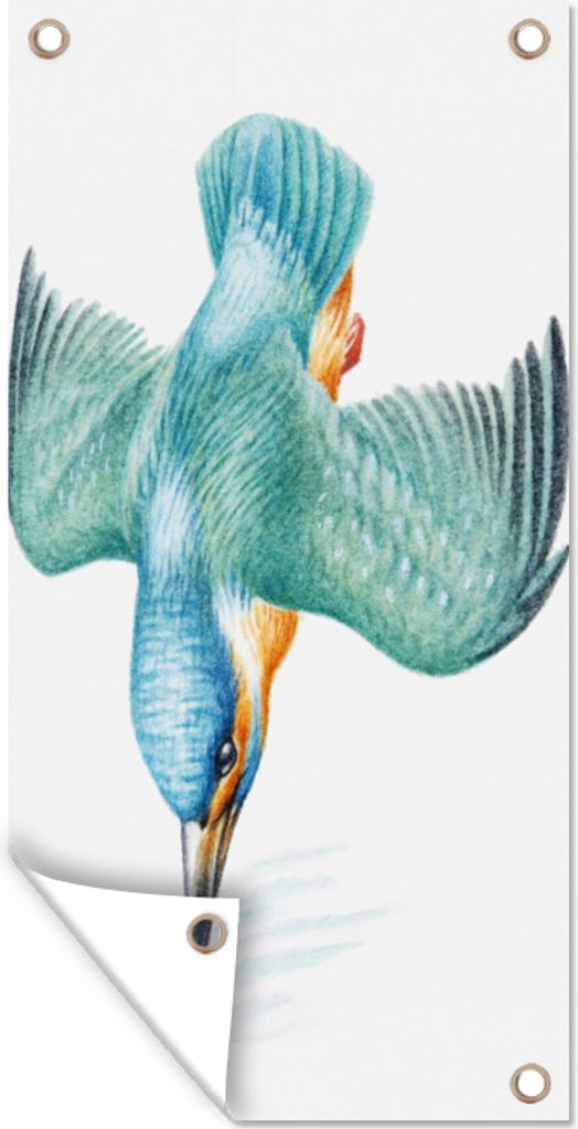 MuchoWow 80x160 cm Outdoor-Poster Gartendeko Sichtschutz Garten Poster für den Garten Vogel - Federn - Aquarell