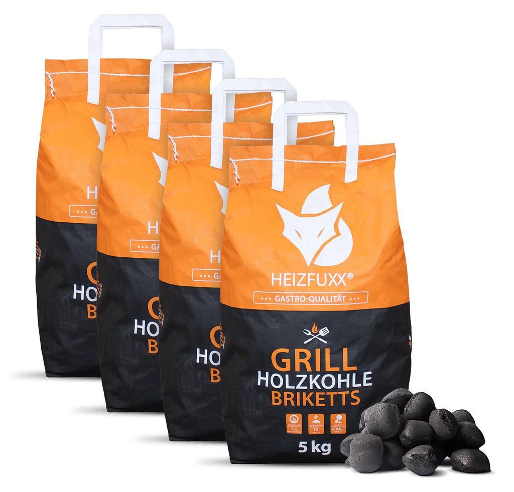 Heizfuxx Grillholzkohlebriketts 5kg x 4 Sack 20kg Produktbild 