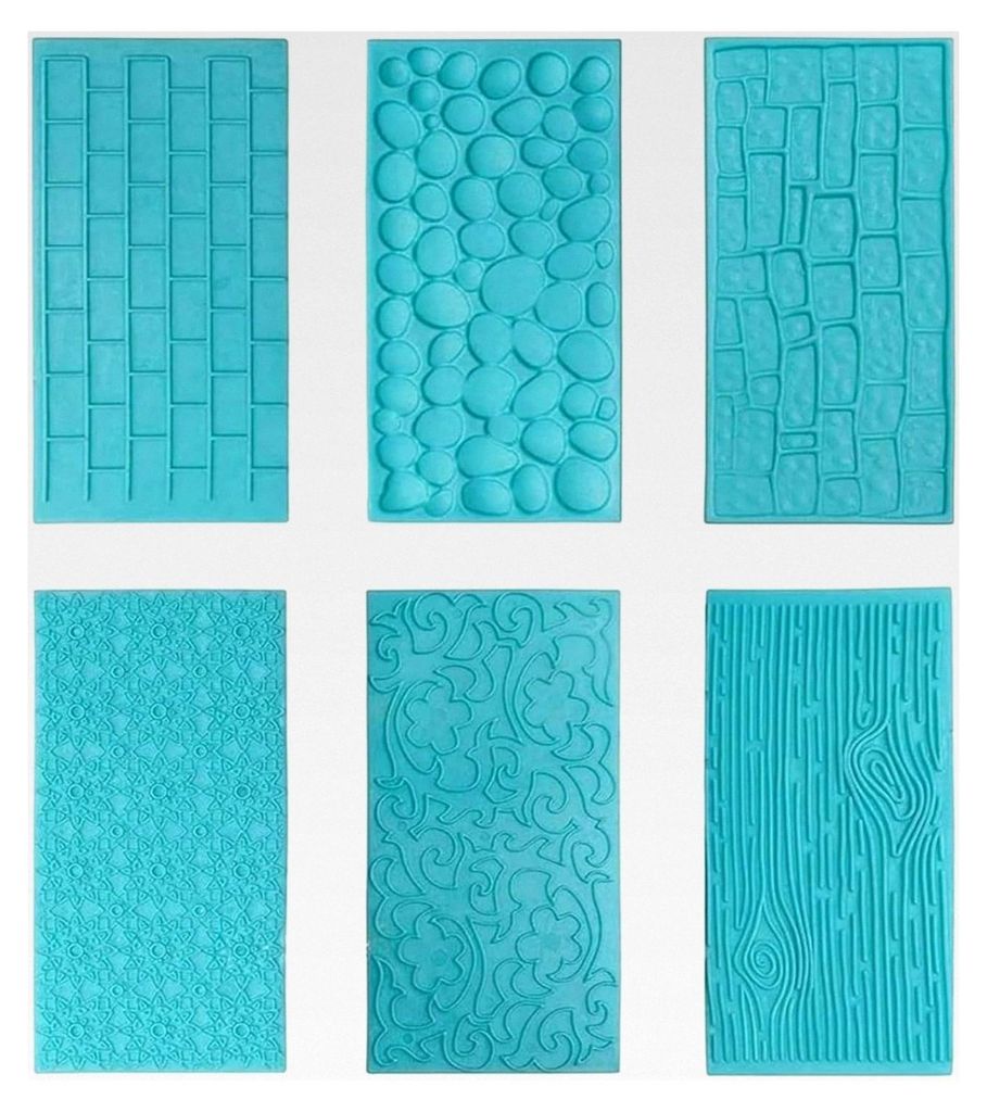 6 Stück Fondant Präge-Matten mit verschiedenen Designs aus Silikon