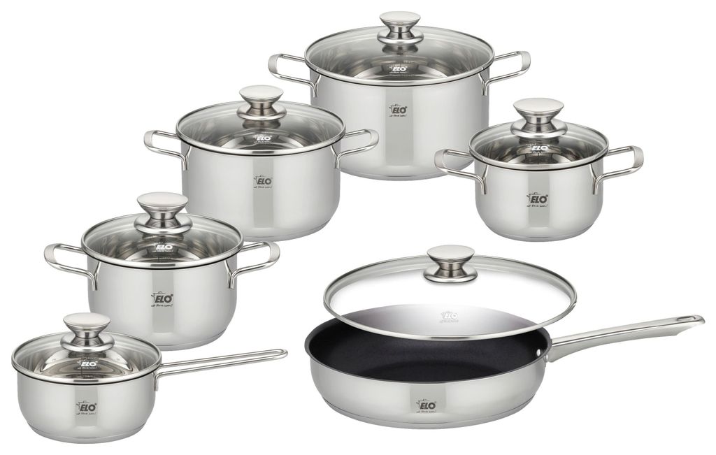 ELO Kochtopfset Avery Edelstahlfarben 12-teilig Produktbild 