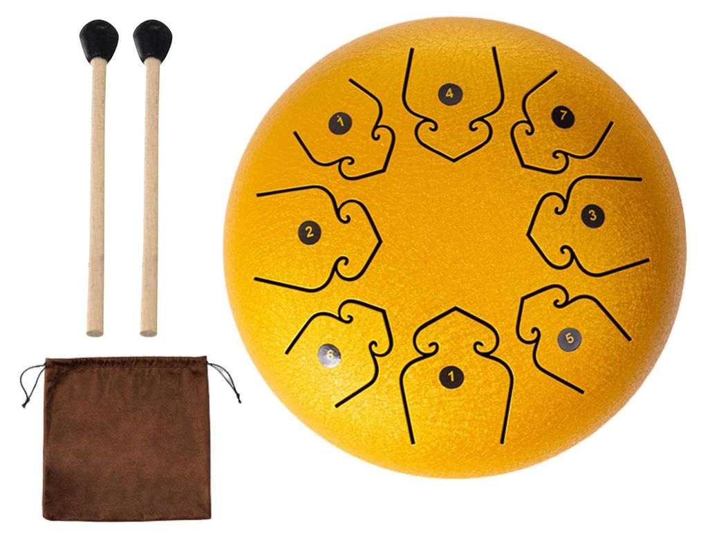Stahltrommel 4/6 Zoll, 8/9 Töne, Regentrommel für den Garten, Klangheilungs-Musikinstrumente für Erwachsene und Kinder, Mini-Handpan-Trommeln f...