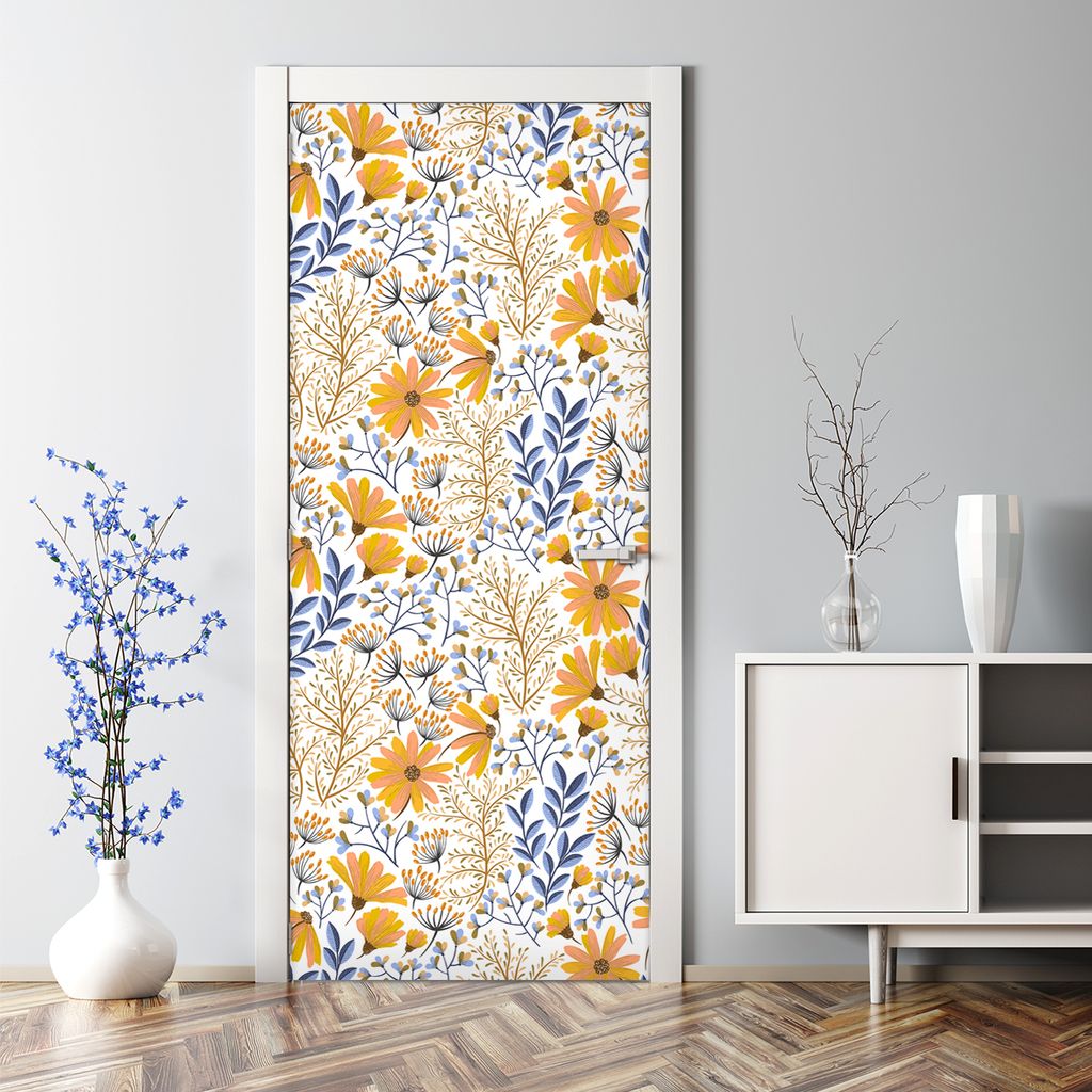 Dekorative Türposter selbstklebend Wandaufkleber Tür dekoration Böhmische Blume 85 x 200 cm