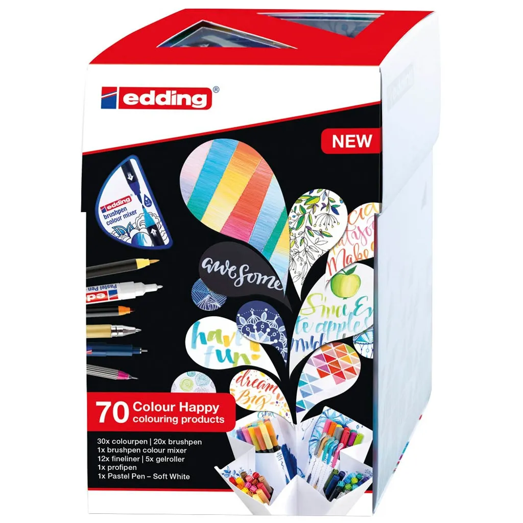 Coffret de coloriage edding Colour Happy avec 70 feutres et liners