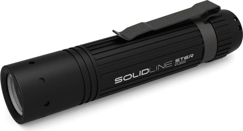 Solidline ST6R Taschenlampe schwarz, bis zu 800 Lumen, 200m Leuchtweite, 8 Std Laufzeit, inkl. 1 Akkusatz